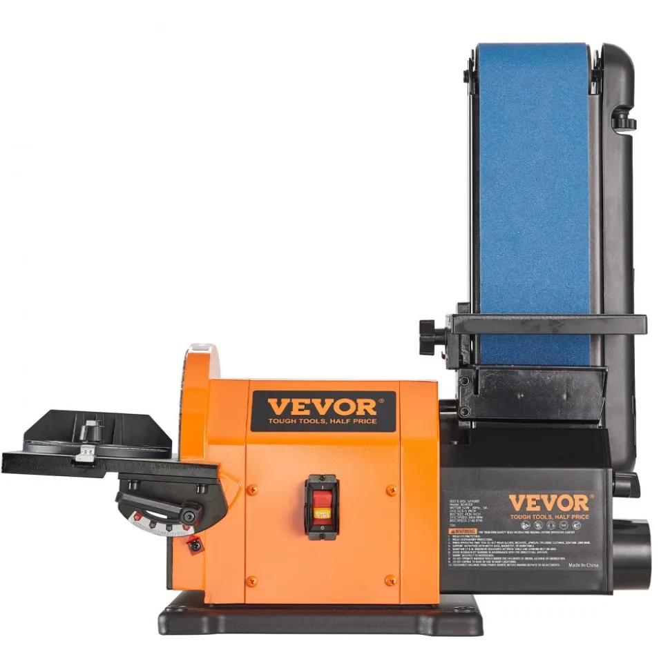 VEVOR Professional Belt Sander, 6" Disc Sander and 4 x 36 in. Belt Sander with 5A Induction Motor Cast Aluminum Worktable for Woodworking, Metalworking