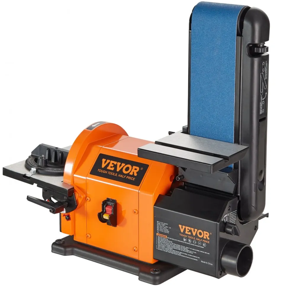 VEVOR Professional Belt Sander, 6" Disc Sander and 4 x 36 in. Belt Sander with 5A Induction Motor Cast Aluminum Worktable for Woodworking, Metalworking