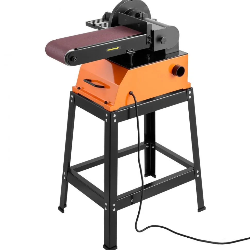 VEVOR Professional Belt Sander with Stand, 9" Disc & 6" x 48" Belt Sander Combo, 800W Sanding Machine with 0 - 45° Adjustable Worktable for Woodworking, Furniture Refinishing, Knife Sharpening