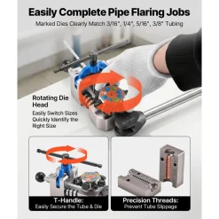 VEVOR Professional Brake Line Flaring Tool, 45 & 37 Degree Double Flare Bubble Flare Tool Kit for 3/16