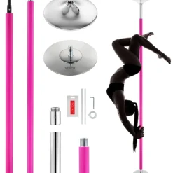 VEVOR Professional Dancing Pole, Spinning Static Dancing Pole Kit, Portable Removable Pole, 40mm Heavy-Duty Stainless Steel Pole, Height Adjustable Fitness Pole, for Exercise Home Club Gym, Pink