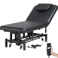 VEVOR Professional Electric Lift Massage Table, 0-45° Adjustable Backrest Medical Table Beauty Bed, Height Adjustable Tattoo Spa Table on Wheels, Electric Massage Table with Headrest, 550LBS