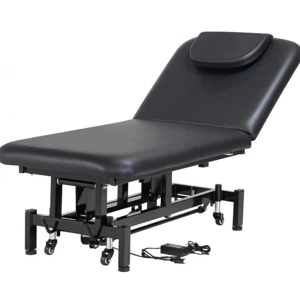 VEVOR Professional Electric Lift Massage Table, 0-45° Adjustable Backrest Medical Table Beauty Bed, Height Adjustable Tattoo Spa Table on Wheels, Electric Massage Table with Headrest, 550LBS