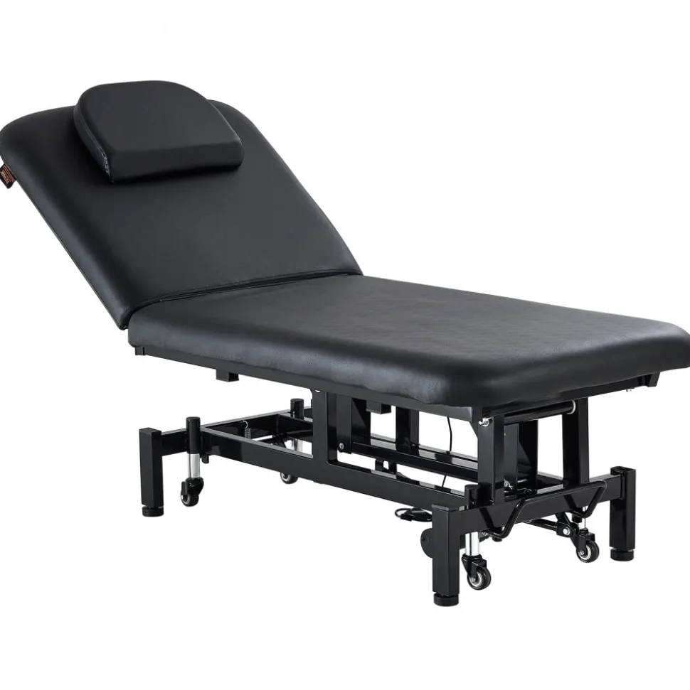 VEVOR Professional Electric Lift Massage Table, 0-45° Adjustable Backrest Medical Table Beauty Bed, Height Adjustable Tattoo Spa Table on Wheels, Electric Massage Table with Headrest, 550LBS