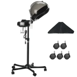 VEVOR Professional Hair Steamer for Deep Conditioning, 11.81-inch Hooded Ionic Hair Steamer with 2 Modes, Height-Adjustable Standing Hair Steamer with Timer, 5 Wheels (2 Lockable) for Salon Home Spa