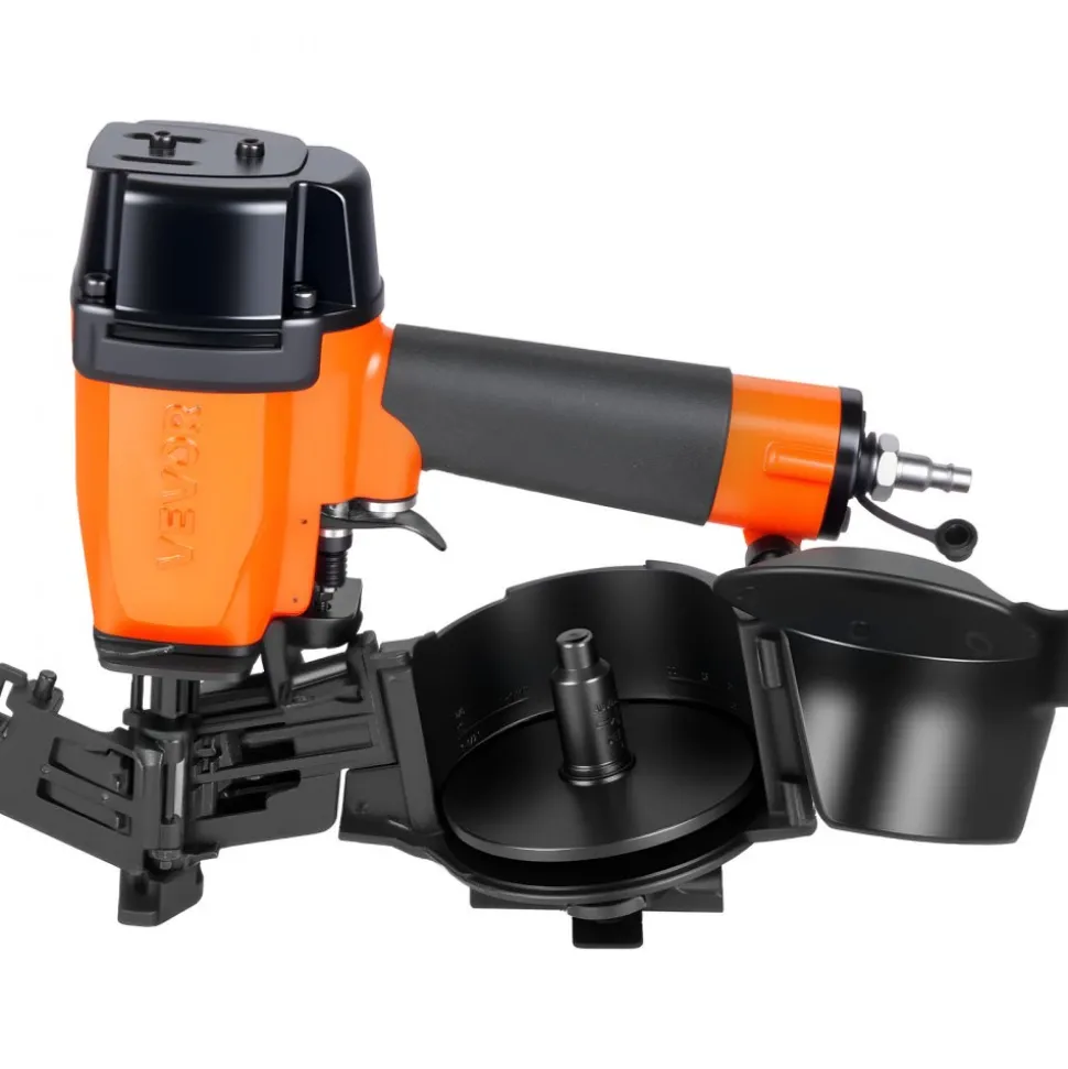 VEVOR Professional Roofing Nailer CN45N, 3/4" to 1-3/4" 15 Degree Air Roofing Nail Gun, 4–5 Nails/S Ultra-Fast Nailing, 70-110 PSI Pneumatic Coil Nailer for Asphalt Shingles, Roof Sheathing