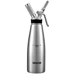 VEVOR Professional 304 Stainless Steel Whipped Cream Dispenser 1000ml, Leak-Free Whipped Cream Maker, Whip Cream Canister with 3 Decorating Nozzles & Cleaning Brush, N₂O Chargers (Not Included)