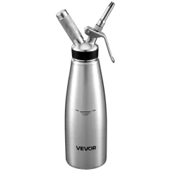 VEVOR Professional 304 Stainless Steel Whipped Cream Dispenser 1000ml, Leak-Free Whipped Cream Maker, Whip Cream Canister with 3 Decorating Nozzles & Cleaning Brush, N₂O Chargers (Not Included)