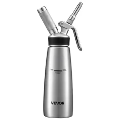 VEVOR Professional 304 Stainless Steel Whipped Cream Dispenser 500ml, Leak-Free Whipped Cream Maker, Whip Cream Canister with 3 Decorating Nozzles & Cleaning Brush, N₂O Chargers (Not Included)