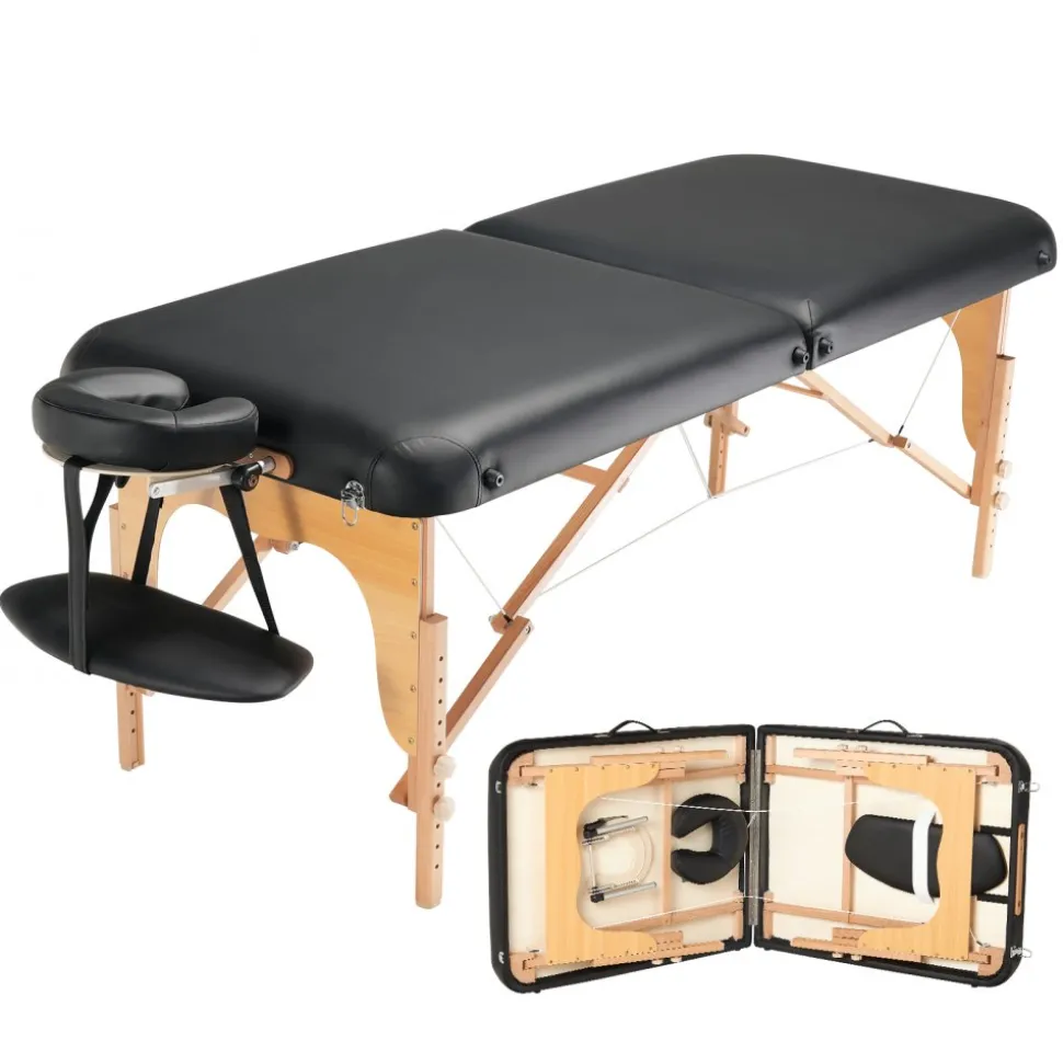 VEVOR Professional Wide Massage Table 30" W, Heavy Duty Folding Massage Table, 8-Level Height Adjustable Facial Salon Tattoo Bed, Portable Spa Table with Headrest, Hand Pallet & Carrying Bag, 750LBS