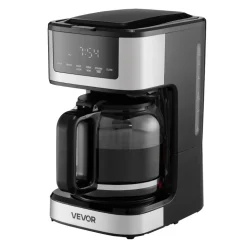 VEVOR Programmable Coffee Maker, 12 Cup Programmable Drip Coffee Makers with Touch Screen, 4-Hour Keep Warm Coffee Makers Drips, 2 Brew Strengths Drip Coffee Machine for Home, 24-Hour Programmable