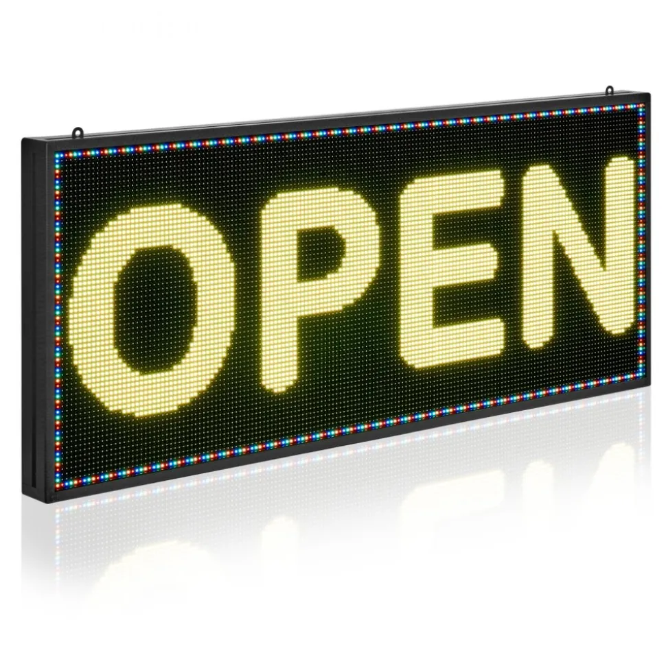VEVOR Programmable LED Sign, P10 Full Color Flexible Digital Scrolling Panel, DIY Custom Text Pattern GIF Display Board, Bluetooth APP Control Message Shop Sign for Store Business Advertising, 40x8 in