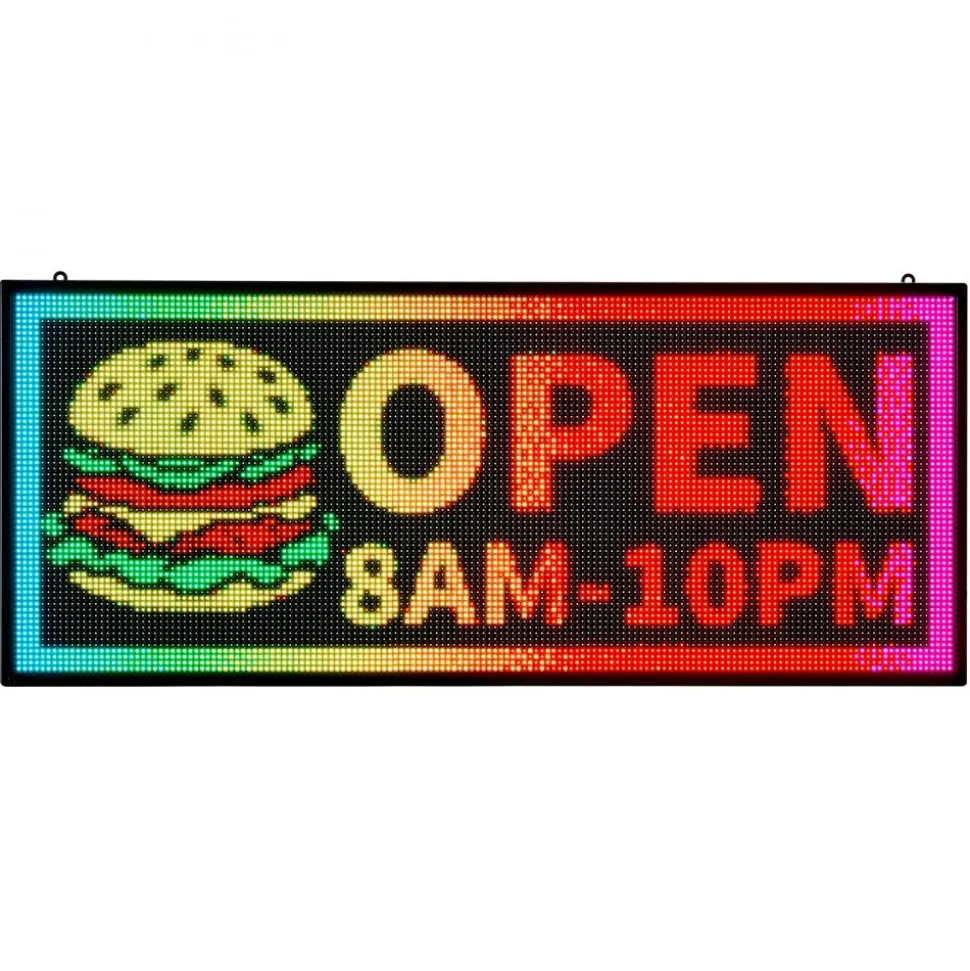 VEVOR Programmable LED Sign, P10 Full Color Flexible Digital Scrolling Panel, DIY Custom Text Pattern GIF Display Board, Bluetooth APP Control Message Shop Sign for Store Business Advertising, 40x8 in