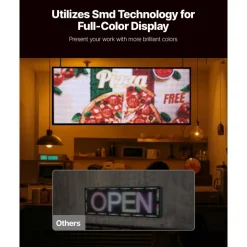 VEVOR Programmable LED Sign, P10 Full Color Flexible Digital Scrolling Panel, DIY Custom Text Pattern GIF Display Board, Bluetooth APP Control Message Shop Sign for Store Business Advertising, 40x8 in