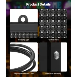 VEVOR Programmable LED Sign, P10 Full Color Flexible Digital Scrolling Panel, DIY Custom Text Pattern GIF Display Board, Bluetooth APP Control Message Shop Sign for Store Business Advertising, 40x8 in