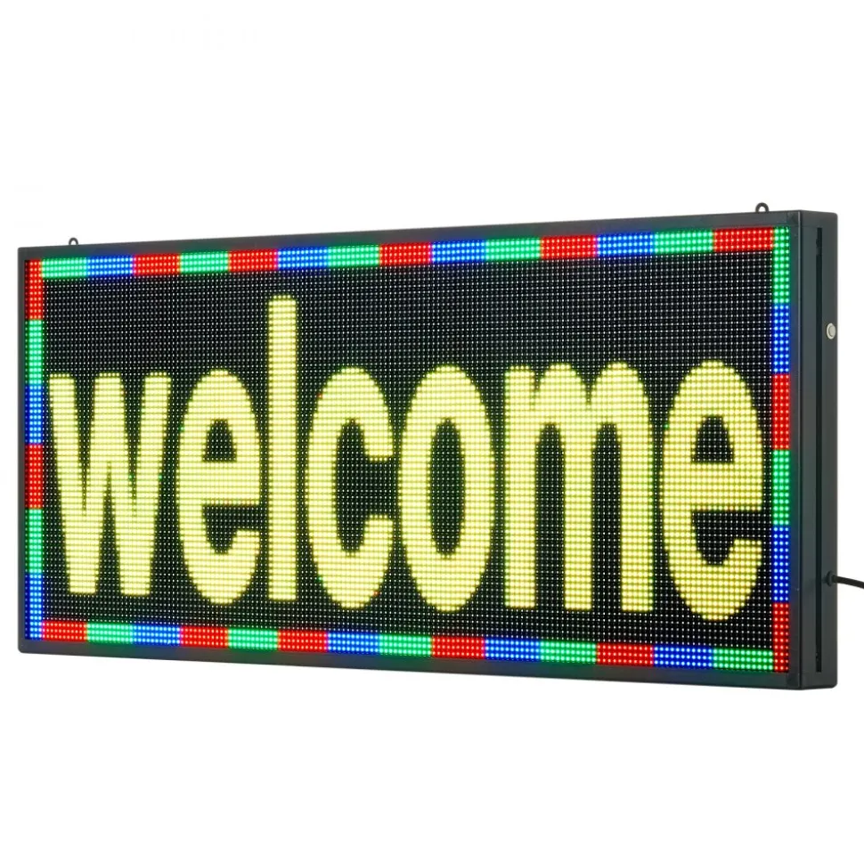 VEVOR Programmable LED Sign, P10 Full Color Flexible Digital Scrolling Panel, DIY Custom Text Pattern GIF Display Board, Bluetooth APP Control Message Shop Sign for Store Business Advertising, 40x8 in