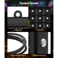 VEVOR Programmable LED Sign, P10 Full Color Flexible Digital Scrolling Panel, DIY Custom Text Pattern GIF Display Board, Bluetooth APP Control Message Shop Sign for Store Business Advertising, 40x14 in