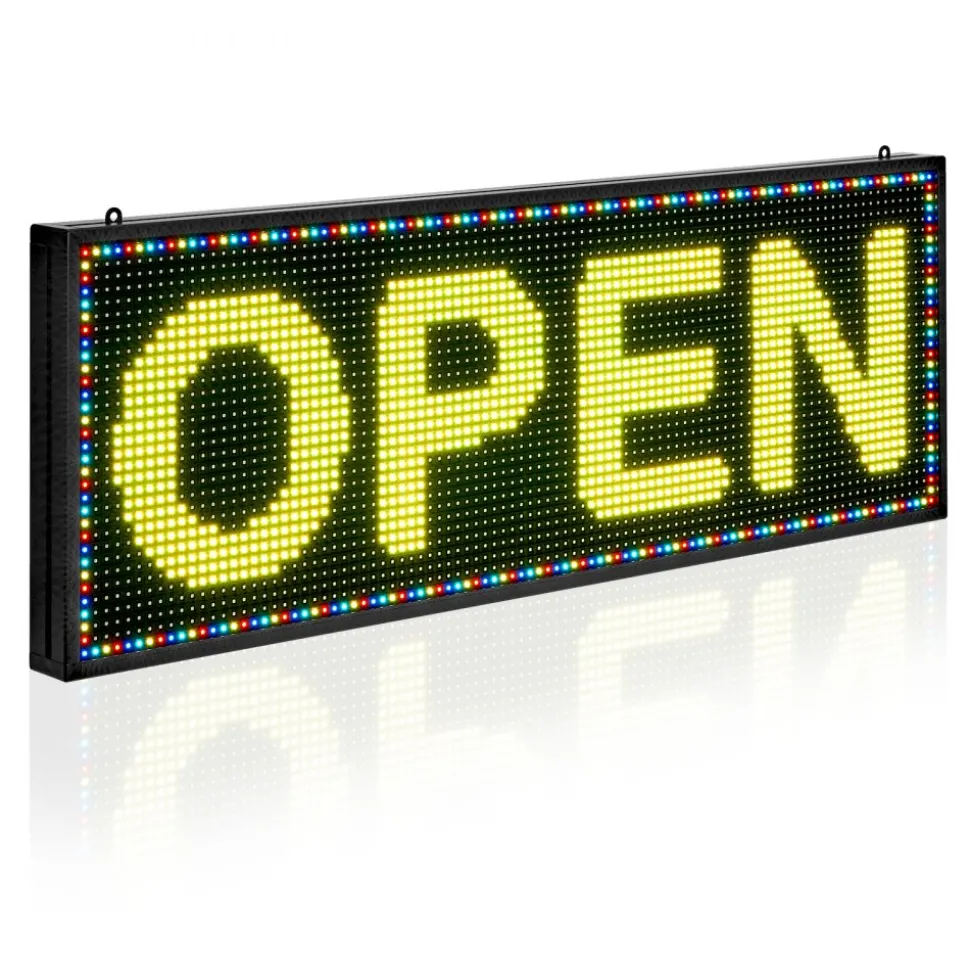 VEVOR Programmable LED Sign, P10 Full Color Flexible Digital Scrolling Panel, DIY Custom Text Pattern GIF Display Board, Bluetooth APP Control Message Shop Sign for Store Business Advertising, 40x14 in