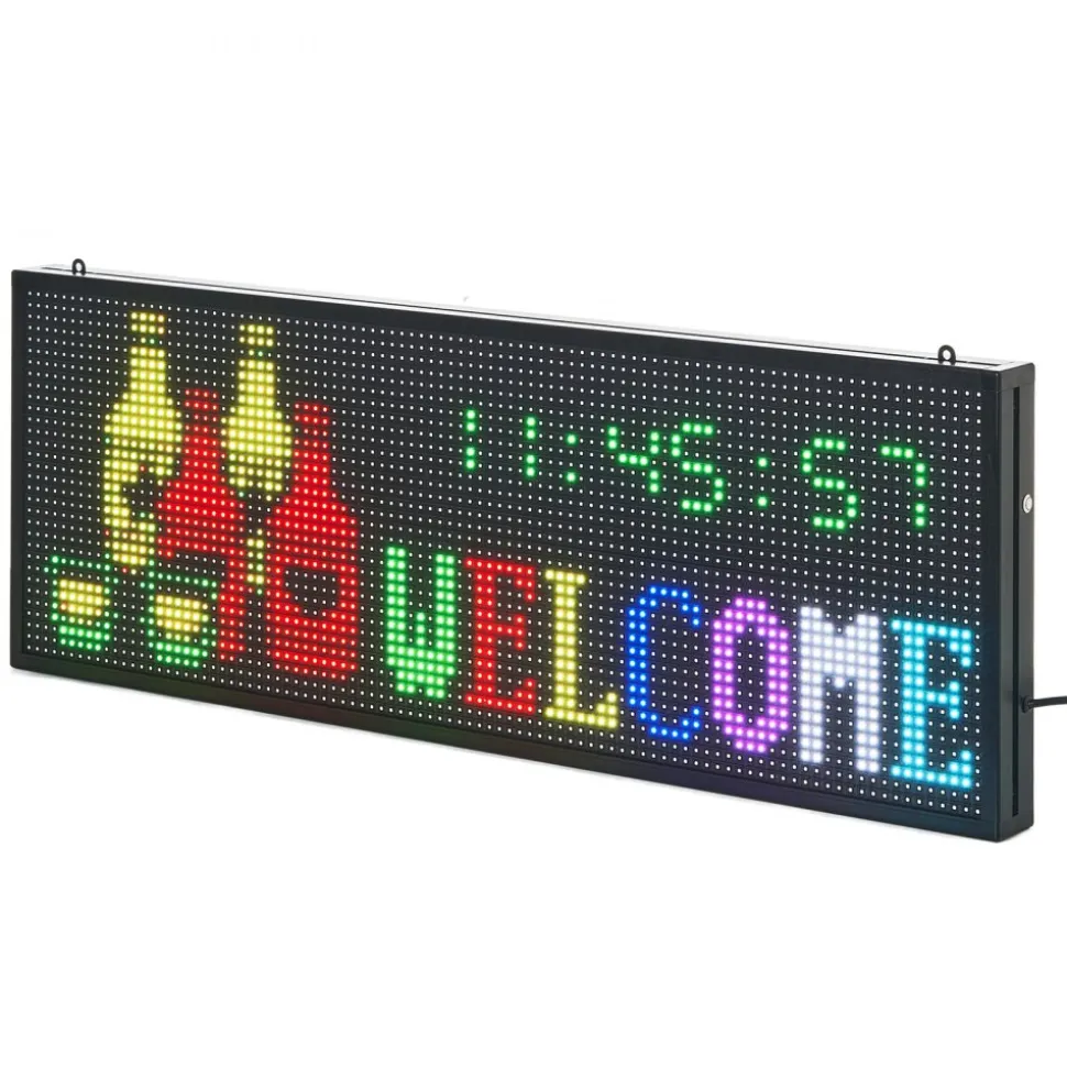 VEVOR Programmable LED Sign, P10 Full Color Flexible Digital Scrolling Panel, DIY Custom Text Pattern GIF Display Board, Bluetooth APP Control Message Shop Sign for Store Business Advertising, 40x14 in