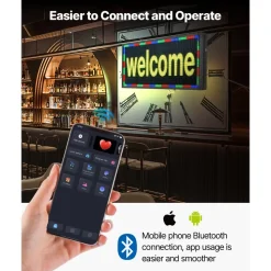 VEVOR Programmable LED Sign, P5 Full Color Flexible Digital Scrolling Panel, DIY Custom Text Pattern GIF Display, Bluetooth APP Control Message Board for Store Business Advertising, Indoor 27x14 in
