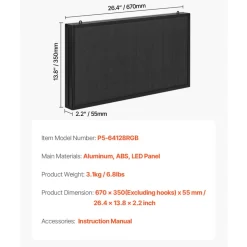 VEVOR Programmable LED Sign, P5 Full Color Flexible Digital Scrolling Panel, DIY Custom Text Pattern GIF Display, Bluetooth APP Control Message Board for Store Business Advertising, Indoor 27x14 in