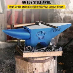 VEVOR Pro Horn Anvil , 30KG/66.1LBS Weight Steel Anvil Blacksmith Blacksmith Anvil, Portable Rugged Cast Iron Anvil Blacksmith Anvil Stable Workbench Blacksmith Forge Anvil Tool
