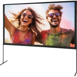VEVOR Projector Screen with Stand, 120 inch 16:9 4K 1080 HD Outdoor Movie Screen with Stand, Wrinkle-Free Projection Screen with Bar Feet and Carry Bag, for Home Theater Cinema Backyard Movie Night
