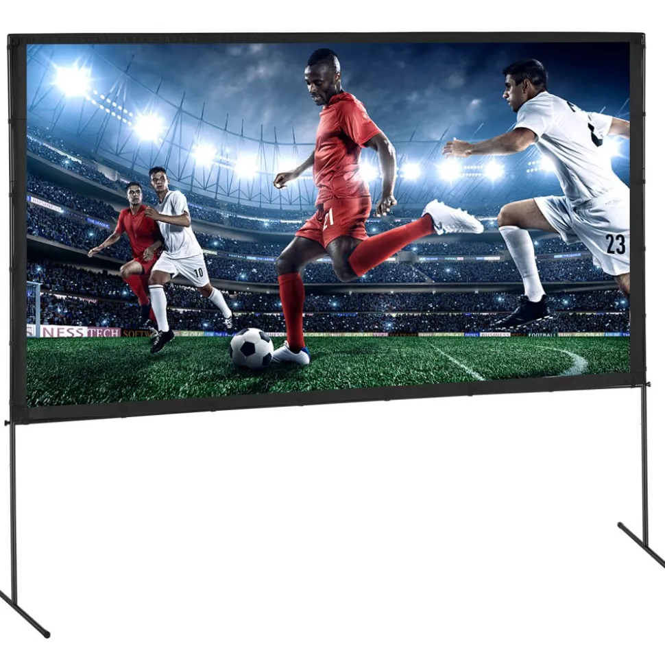 VEVOR Projector Screen with Stand, 120 inch 16:9 4K 1080 HD Outdoor Movie Screen with Stand, Wrinkle-Free Projection Screen with Bar Feet and Carry Bag, for Home Theater Cinema Backyard Movie Night
