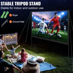 VEVOR Projector Screen with Stand 150inch Portable Movie Screen 16:9 4K HD Wide Angle Outdoor Projector Screen Stand Easy Assembly with Storage Bag for Home Theater Office Outdoor Use