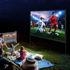VEVOR Projector Screen with Stand, 100 inch 16:9 4K 1080 HD Outdoor Movie Screen with Stand, Wrinkle-Free Projection Screen with Bar Feet and Carry Bag, for Home Theater Cinema Backyard Movie Night