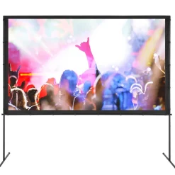 VEVOR Projector Screen with Stand, 100 inch 16:9 4K 1080 HD Outdoor Movie Screen with Stand, Wrinkle-Free Projection Screen with Bar Feet and Carry Bag, for Home Theater Cinema Backyard Movie Night