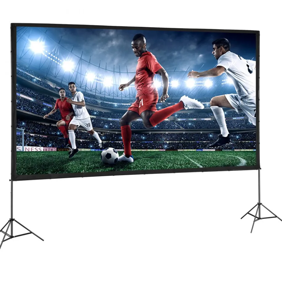 VEVOR Projector Screen with Stand, 150 inch 16:9 4K 1080 HD Outdoor Movie Screen with Stand, Wrinkle-Free Projection Screen with Tripods and Carry Bag, for Home Theater Cinema Backyard Movie Night