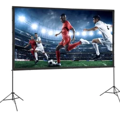 VEVOR Projector Screen with Stand, 120 inch 16:9 4K 1080 HD Outdoor Movie Screen with Stand, Wrinkle-Free Projection Screen with Tripods and Carry Bag, for Home Theater Cinema Backyard Movie Night