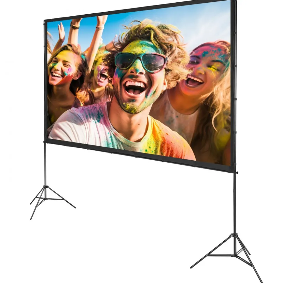 VEVOR Projector Screen with Stand, 120 inch 16:9 4K 1080 HD Outdoor Movie Screen with Stand, Wrinkle-Free Projection Screen with Tripods and Carry Bag, for Home Theater Cinema Backyard Movie Night