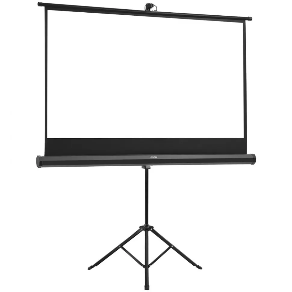 VEVOR Projector Screen with Stand, 60 Inch 160° Wide Angle Indoor Outdoor Projection Screen, 16:9 4K HD Wrinkleless Portable Tripod Screens with Carry Bag, for Movie Home Theater Office Presentation