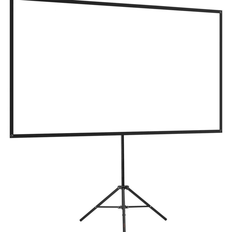 VEVOR Projector Screen with Stand, 100 Inch 160° Wide Angle Indoor Outdoor Projection Screen, 16:9 4K HD Wrinkleless Portable Dual-Tripod Screens with Carry Bag, for Movie Home Theater Presentation