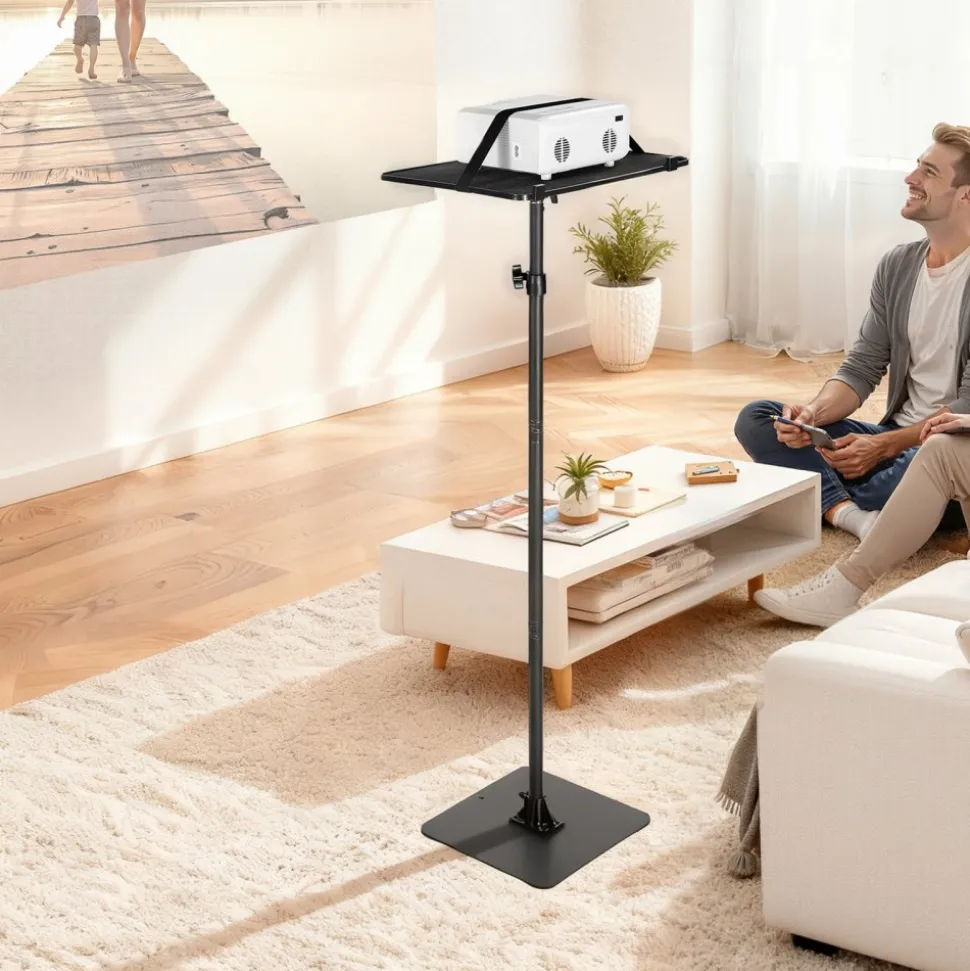 VEVOR Projector Stand, Projector Floor Stand with Adjustable Height 30.3 to 63.4 inch, 360° Horizontal Rotation Projectors Cart for Meetings, Outdoor Movies, Video Stand, Gimbal Mount or Tray Support