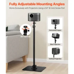 VEVOR Projector Stand, Projector Floor Stand with Adjustable Height 30.3 to 63.4 inch, 360° Horizontal Rotation Projectors Cart for Meetings, Outdoor Movies, Video Stand, Gimbal Mount or Tray Support