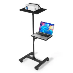 VEVOR Projector Stand, 2 Shelves Laptop Floor Stand, Projector Stands Table with Adjustable Height 33.86 to 53.54 inch, I-Beam Frame Projectors Stands Tripod for Meetings, Outdoor Movies, Video Stand