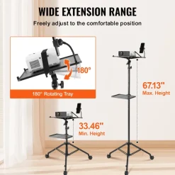 VEVOR Projector Stand with Wheels, Laptop Stand Tripod Adjustable Height from 31.3 to 67.3