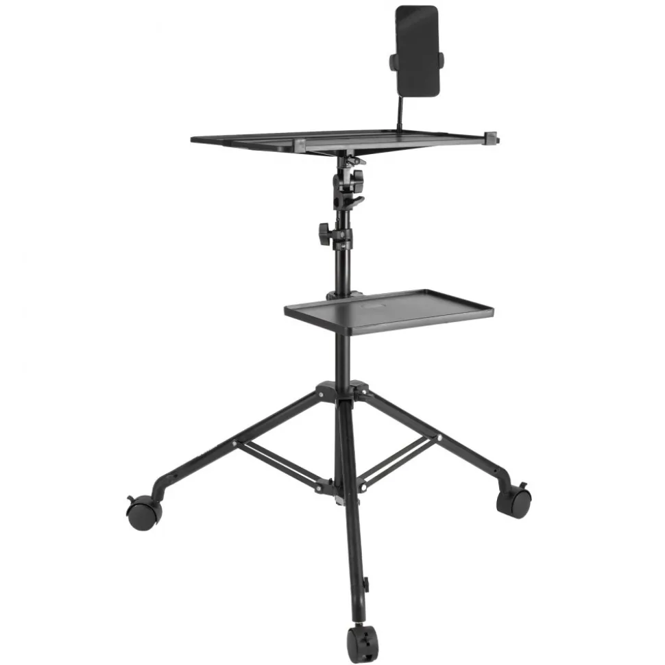 VEVOR Projector Stand with Wheels, Laptop Stand Tripod Adjustable Height from 31.3 to 67.3", Projector Tripod Stand with 2 Trays & Gooseneck Phone Holder, for Outdoor Movies, Home, Office or Studio