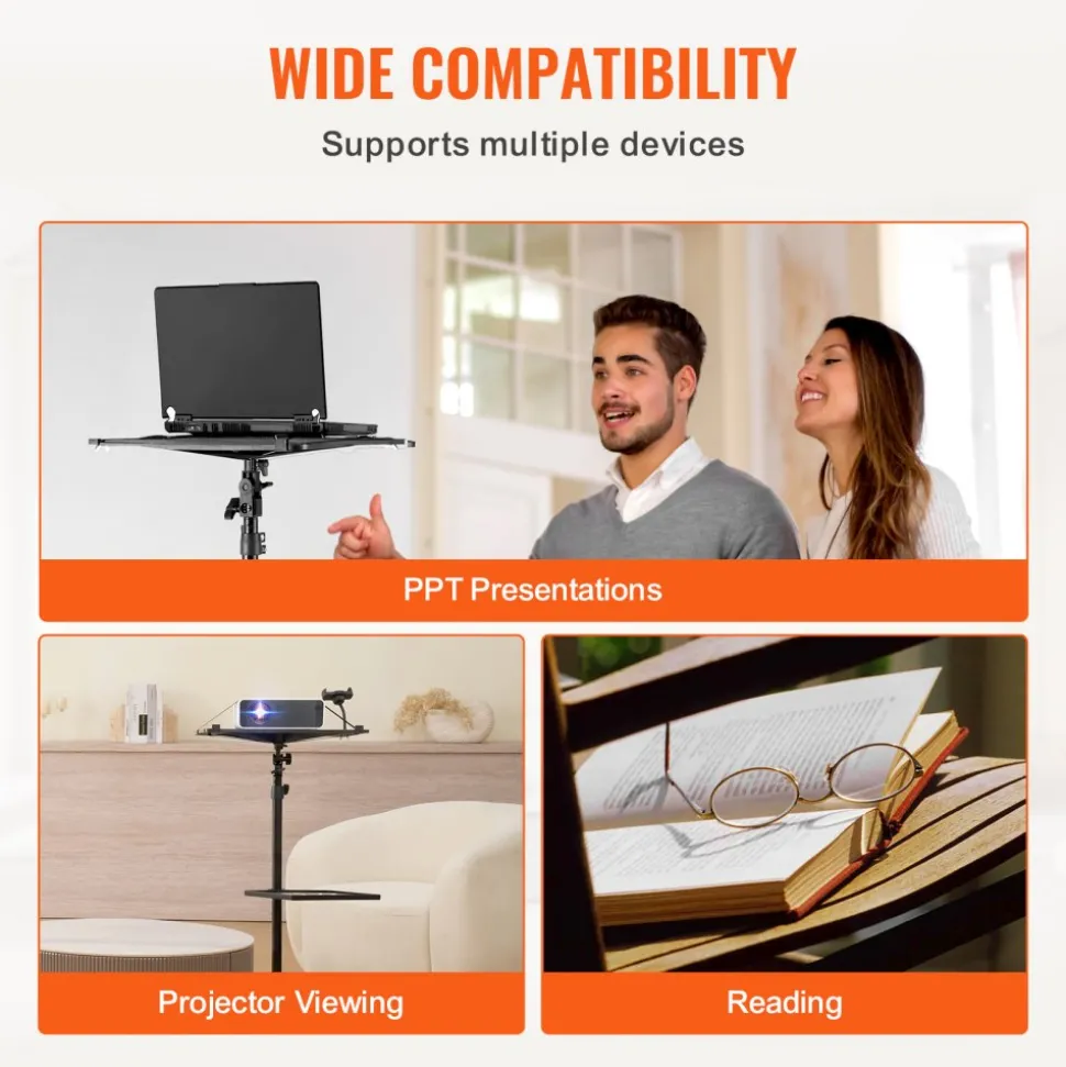 VEVOR Projector Stand with Wheels, Laptop Stand Tripod Adjustable Height from 31.3 to 67.3", Projector Tripod Stand with 2 Trays & Gooseneck Phone Holder, for Outdoor Movies, Home, Office or Studio