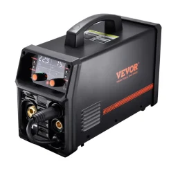 VEVOR Pro MIG Welder, 250A Pluse Mig Welding Machine, 5-in-1 Synergic Welder Machine MIG Pluse/Gas MIG/Flux Core MIG/Stick/Lift TIG, 110V/220V Dual Voltage Aluminum Mig Welder with LCD Screen Display