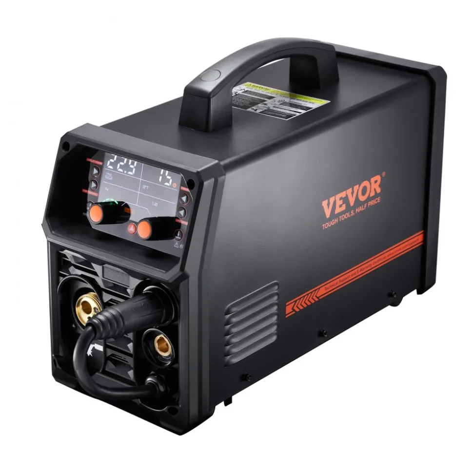 VEVOR Pro MIG Welder, 250A Pluse Mig Welding Machine, 5-in-1 Synergic Welder Machine MIG Pluse/Gas MIG/Flux Core MIG/Stick/Lift TIG, 110V/220V Dual Voltage Aluminum Mig Welder with LCD Screen Display