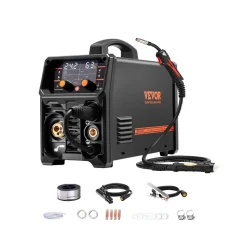 VEVOR Pro MIG Welder, 200A Pluse Mig Welding Machine, 5-in-1 Multi-Functional Welder Machine MIG Pluse/Gas MIG/Flux Core MIG/Stick/Lift TIG, 110V/220V Dual Voltage Aluminum Mig Welder with LCD Display
