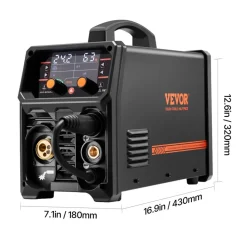 VEVOR Pro MIG Welder, 200A Pluse Mig Welding Machine, 5-in-1 Multi-Functional Welder Machine MIG Pluse/Gas MIG/Flux Core MIG/Stick/Lift TIG, 110V/220V Dual Voltage Aluminum Mig Welder with LCD Display