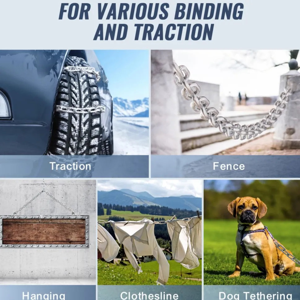 VEVOR Proof Coil Chain, 3/16" x 250', 1100 lbs Safe Working Load, Zinc Plated Proof Tested Coil Chain with Two Quick Links, Galvanized Carbon Steel Link Chain for Towing, Hanging, Camping, Pet Towing