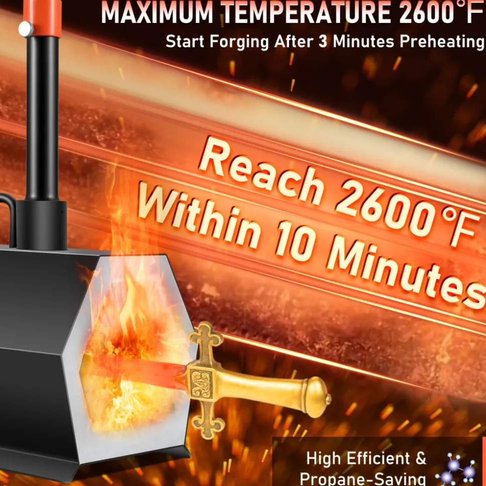 VEVOR Propane Forge Portable, Double Burner Tool and Knife Making, Large Capacity Blacksmith Farrier Forges, Mini Furnace Blacksmithing, Gas Forging Tools and Equipment, Complete Kit