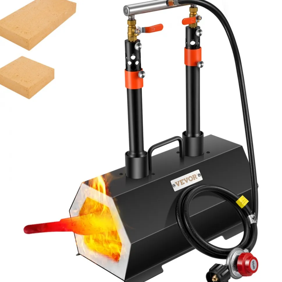 VEVOR Propane Forge Portable, Double Burner Tool and Knife Making, Large Capacity Blacksmith Farrier Forges, Mini Furnace Blacksmithing, Gas Forging Tools and Equipment, Complete Kit