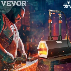 VEVOR Propane Forge Portable, Double Burner Tool and Knife Making, Large Capacity Blacksmith Farrier Forges, Mini Furnace Blacksmithing, Gas Forging Tools and Equipment, Complete Kit